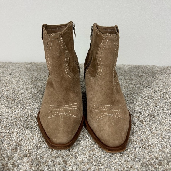 Dolce Vita Silma Western Leather Cowboy Bootie Tan Zipper Pointed Toe Size 6 - Picture 2 of 13